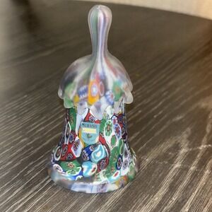 Vintage Italian Murano Millefiori Art Glass Bell Frosted Top